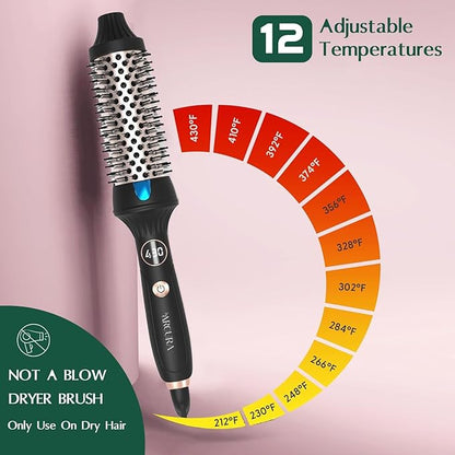 Aroura Premium Ionic Thermal Hair Brush Pro 1.5",1 Year Warranty Heated Round Brush for Blowout Look with Temperature Control, Includes Heat Gloves & 2 Hair Clips, Smoothing & Volumizing Hot Brush