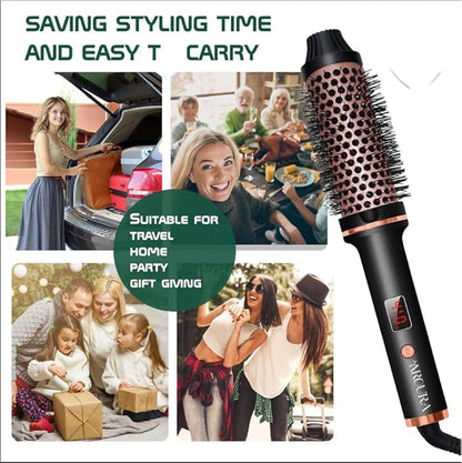 Aroura Premium Thermal Brush 1.5 Inch with Thermal Gloves, Hair Clips, and 1-Year Warranty - Adjustable Temperature Heated Round Brush for Curling, Smoothing, Volumizing - Hot Round Brush